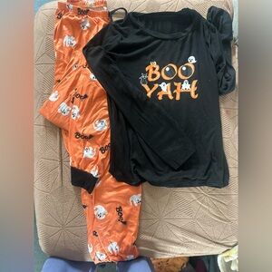Halloween Ghost long sleeve and jogger Pajama Set